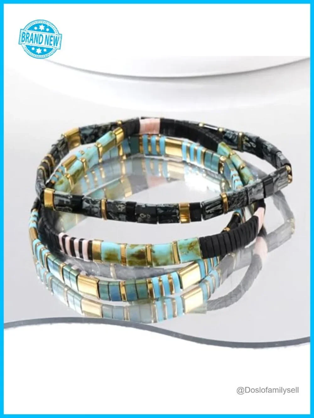 Stretch Beaded Bracelet Set, Handmade Miyuki Glass Beads, Bohemia Style